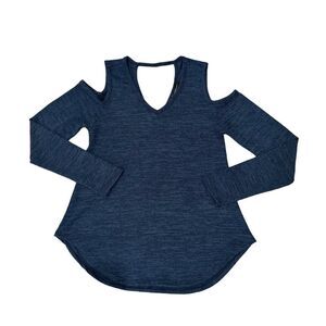 Voice of California Blue Rhinestone Wing Detail Back Cold Shoulder Top